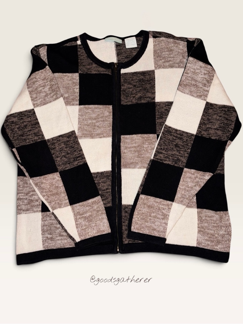 220 Hickory Ramie Cotton Colorblock Zip Cardigan Sweater XXL